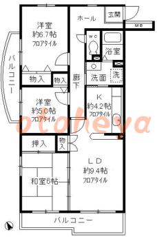 防音室のある楽器可 賃貸物件 3 LDK 13.4万円の図面１