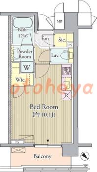 楽器可の賃貸物件 1 R 12万円の図面１