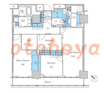楽器可の賃貸物件 3 LDK 45.6万円の図面１