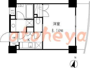 楽器可の賃貸物件 1 K 9万円の図面１