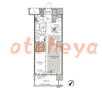 楽器可の賃貸物件 1 LDK 17万円の図面１