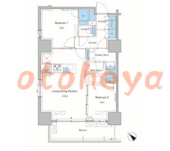 防音室のある楽器可 賃貸物件 2 LDK 22.2万円の図面１