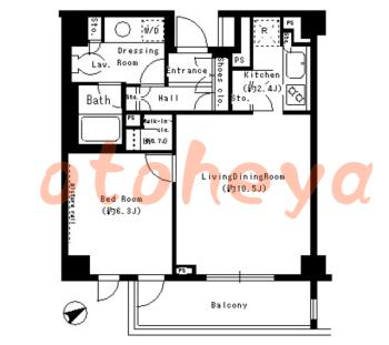 楽器可の賃貸物件 1 LDK 19.4万円の図面１