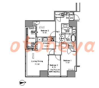 防音室のある楽器可 賃貸物件 3 LDK 45.7万円の図面１