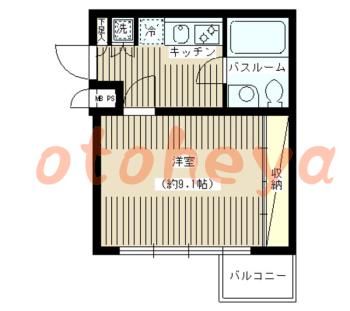 防音室のある楽器可 賃貸物件 1 K 15.3万円の図面１