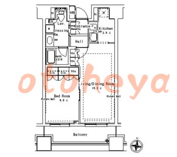 楽器可の賃貸物件 1 LDK 19.6万円の図面１