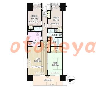 防音室のある楽器可 賃貸物件 3 LDK 20.3万円の図面１