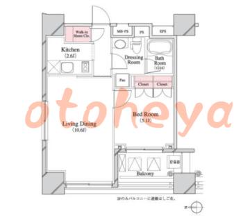 防音室のある楽器可 賃貸物件 1 LDK 20.3万円の図面１