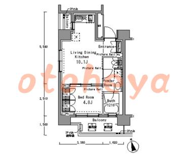 防音室のある楽器可 賃貸物件 1 LDK 20.3万円の図面１