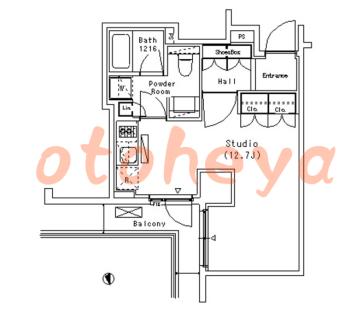 防音室のある楽器可 賃貸物件 1 R 20.3万円の図面１