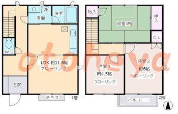 防音室のある楽器可 賃貸物件 3 LDK 11.2万円の図面１