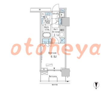 防音室のある楽器可 賃貸物件 1 K 11.1万円の図面１
