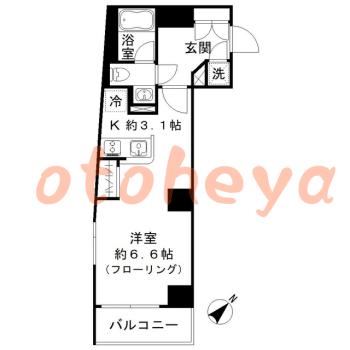 楽器可の賃貸物件 1 K 13.7万円の図面１