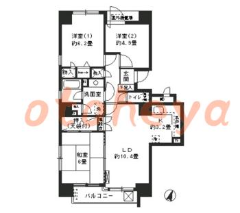 楽器可の賃貸物件 3 LDK 23万円の図面１