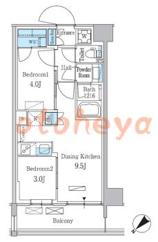 楽器可の賃貸物件 2 DK 18.6万円の図面１