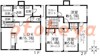 防音室のある楽器可 賃貸物件 3 LDK 13.8万円の図面１