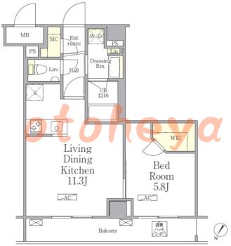 楽器可の賃貸物件 1 LDK 17.8万円の図面１