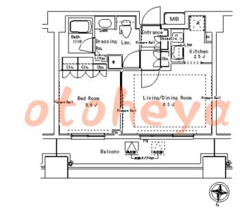 楽器可の賃貸物件 1 LDK 19.2万円の図面１