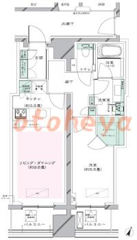 楽器可の賃貸物件 1 LDK 29.5万円の図面１