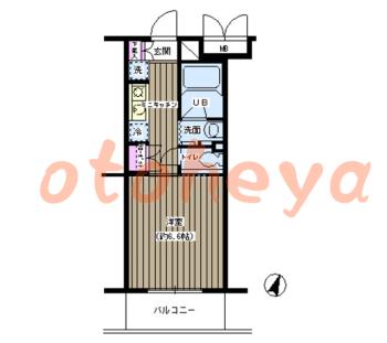 防音室のある楽器可 賃貸物件 1 K 8.3万円の図面１