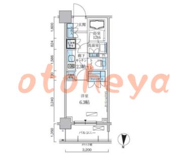 楽器可の賃貸物件 1 K 10.2万円の図面１