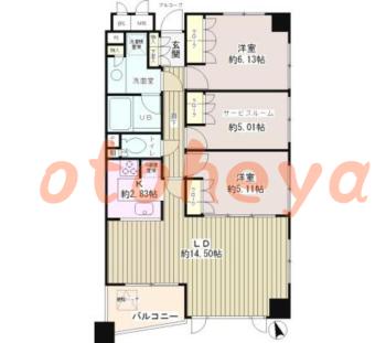 楽器可の賃貸物件 2 SLDK 18万円の図面１