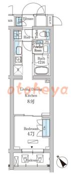 防音室のある楽器可 賃貸物件 1 LDK 14.8万円の図面１