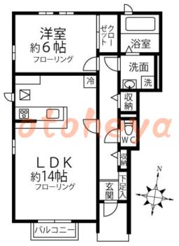 防音室のある楽器可 賃貸物件 1 LDK 7.5万円の図面１