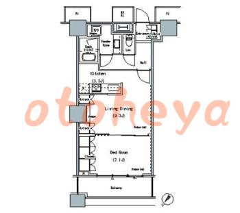 楽器可の賃貸物件 1 LDK 20.9万円の図面１