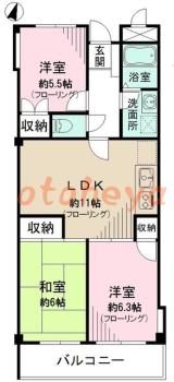 防音室のある楽器可 賃貸物件 3 LDK 10.5万円の図面１