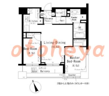 グランドピアノ可の賃貸物件 2 LDK 28.3万円の図面１