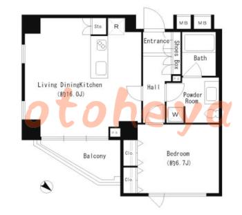 楽器可の賃貸物件 1 LDK 31万円の図面１
