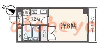 防音室のある楽器可 賃貸物件 1 K 6.7万円の図面１