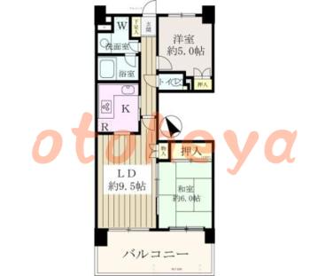 防音室のある楽器可 賃貸物件 2 LDK 11.9万円の図面１