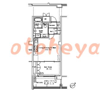 楽器可の賃貸物件 1 LDK 17.7万円の図面１