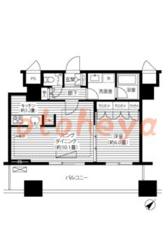 防音室のある楽器可 賃貸物件 1 LDK 2.2万円の図面１