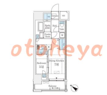 防音室のある楽器可 賃貸物件 1 DK 19.2万円の図面１