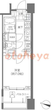 楽器可の賃貸物件 1 K 11.3万円の図面１