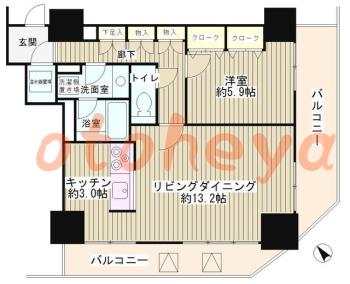 防音室のある楽器可 賃貸物件 1 LDK 23.3万円の図面１