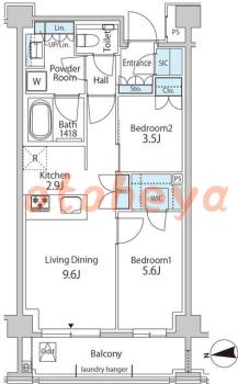 防音室のある楽器可 賃貸物件 2 LDK 28.9万円の図面１