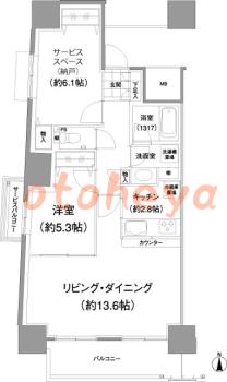 楽器可の賃貸物件 1 SLDK 21万円の図面１