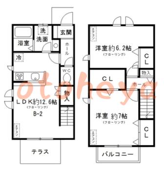 防音室のある楽器可 賃貸物件 2 LDK 14万円の図面１