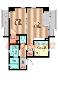 楽器可の賃貸物件 1 LDK 13.65万円の図面１