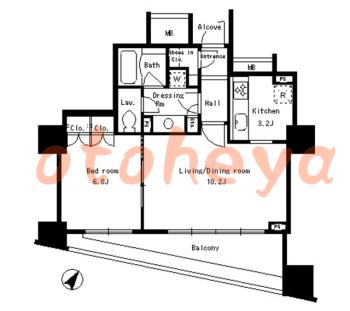 楽器可の賃貸物件 1 LDK 22万円の図面１