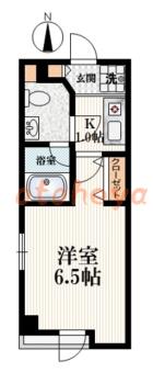 楽器可の賃貸物件 1 K 6.7万円の図面１