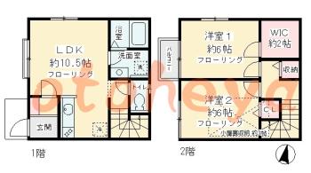防音室のある楽器可 賃貸物件 2 LDK 15.3万円の図面１