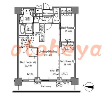 防音室のある楽器可 賃貸物件 3 LDK 28.8万円の図面１