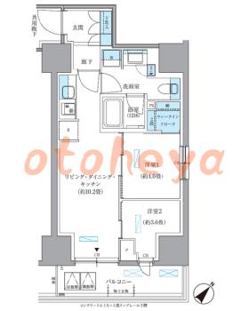 楽器可の賃貸物件 2 LDK 24.3万円の図面１