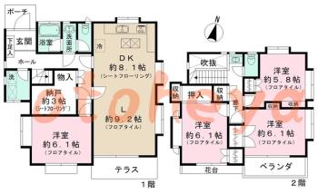 楽器可の賃貸物件 4 SLDK 20万円の図面１