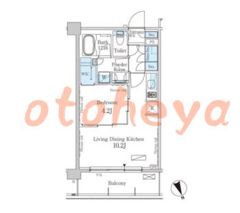 防音室のある楽器可 賃貸物件 1 LDK 15.3万円の図面１
